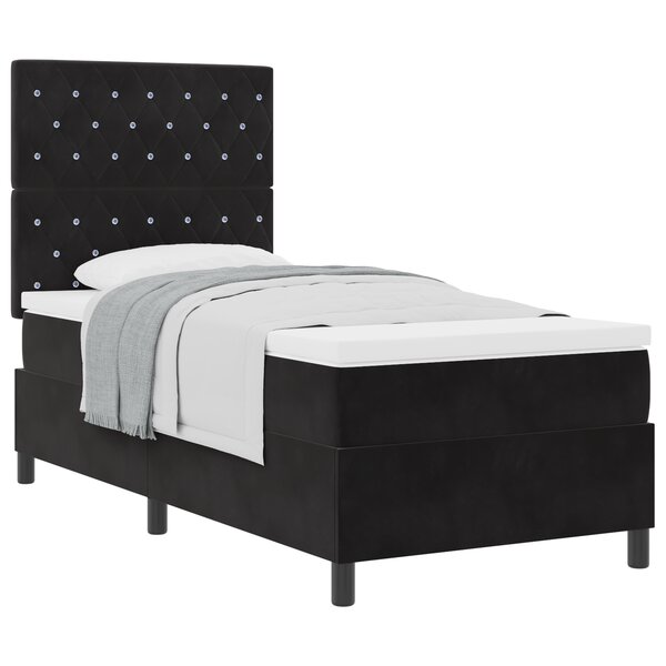 Lit Box Spring vidaXL avec Matelas Noir 100x200 cm Velours