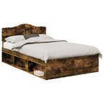 vidaXL Cadre de lit Chêne fumé 120 x 200 cm Bois de pin massif