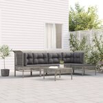 vidaXL Salon de jardin 6 Pièces avec coussins Gris Résine tressée