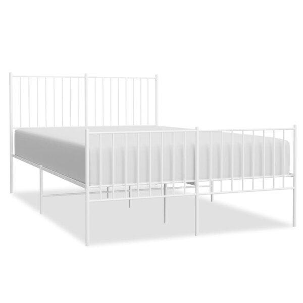 vidaXL Cadre de lit métal sans matelas et pied de lit blanc 140x190 cm