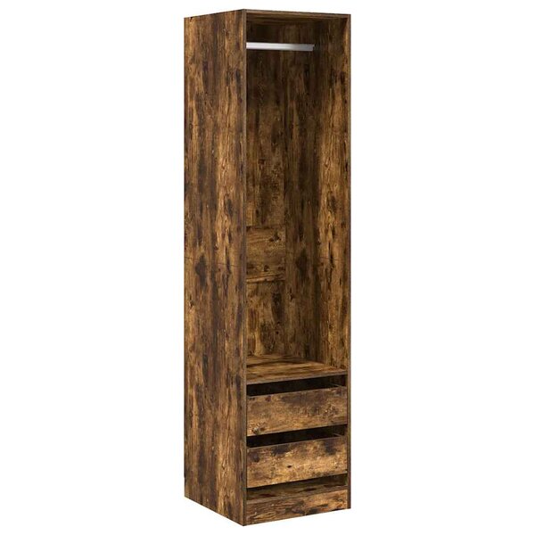 vidaXL Armoire avec tiroirs Chêne fumé 50x50x200 cm Bois d'ingénierie
