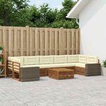 vidaXL Ensemble de canapés d'extérieur 8 pc Naturel et Crème