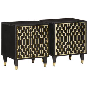 vidaXL Tables de chevet 2 Pièces 40x33x46 cm Bois de manguier solide