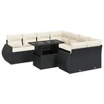 vidaXL Salon de jardin 9 Pièces avec coussins noir résine tressée