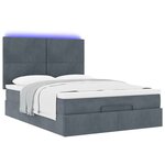vidaXL Cadre de lit ottoman avec matelas gris foncé 140x190 cm velours