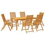vidaXL Ensemble à manger de jardin 7 Pièces 180x90x75 cm Bois d'acacia solide