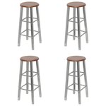 vidaXL Tabourets de bar lot de 4 argenté et marron MDF
