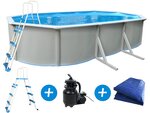 Piscine acier ovale aspect blanc "Caracas"- 6.10 x 3.60 x 1.20 m