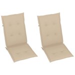 vidaXL Chaises de jardin 2 Pièces avec coussins beige Bois de teck massif