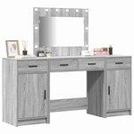 vidaXL Table de Toilette avec tiroir 3 Pièces Gris Bois d'ingénierie