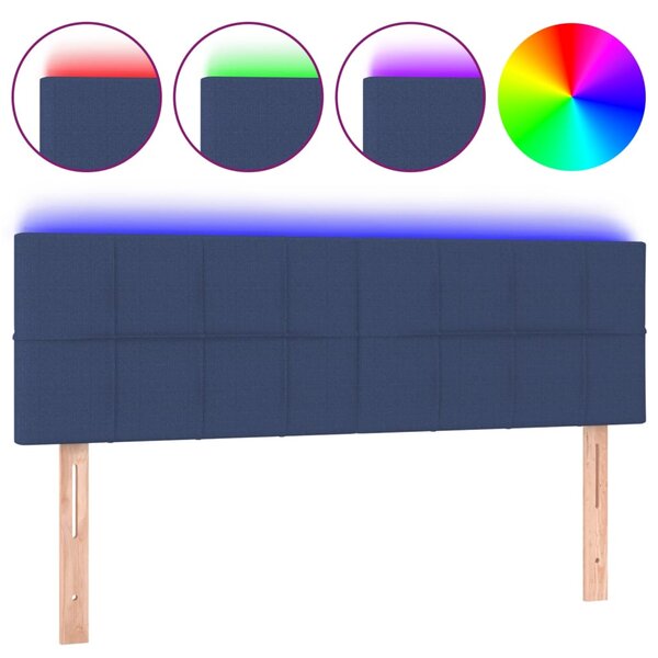 vidaXL Tête de lit à LED Bleu 144x5x78/88 cm Tissu