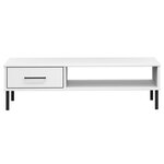 vidaXL Table basse avec pieds en métal Blanc Bois pin massif OSLO