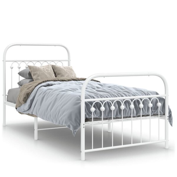vidaXL Cadre de lit métal sans matelas avec pied de lit blanc 90x200cm