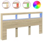 vidaXL Armoire tête de lit avec LED chêne sonoma 200x17x102 cm
