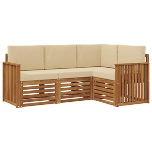 vidaXL Ensembles de canapés avec coussin 4 Pièces Naturel et Beige
