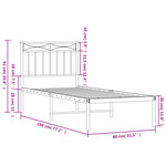 vidaXL Cadre de lit métal sans matelas avec tête de lit noir 75x190 cm