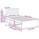 vidaXL Cadre de lit avec tête de lit Sonoma 90 x 190 cm Pin massif
