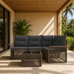 vidaXL Ensemble de canapé de jardin 5 pc Gris polyrotin