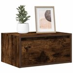vidaXL Tables de chevet murales avec lumières LED 2 Pièces chêne fumé