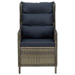 vidaXL Chaise inclinable de jardin avec coussins Résine tressée Marron