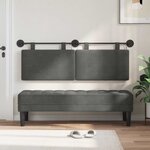 vidaXL Tête de lit suspendue Gris foncé Tissu en velours côtelé