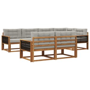 vidaXL Ensemble de canapés d'extérieur 7 Pièces Naturel et Gris clair
