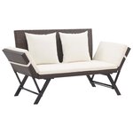 vidaXL Banc de jardin avec coussins 176 cm Marron Résine tressée