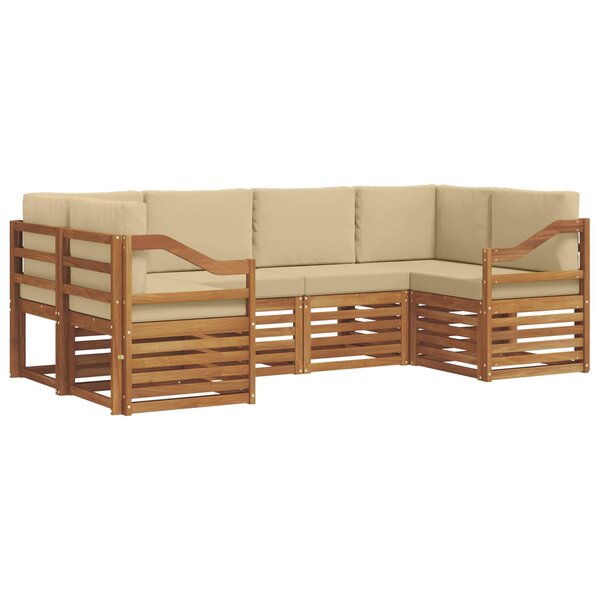 vidaXL Ensemble de canapé d'angle avec coussin 6 Pièces Naturel