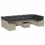 vidaXL Ensemble de canapé de jardin 11 Pièces Gris clair Poly rotin