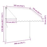 vidaXL Auvent manuel rétractable avec LED 200 cm Bleu et blanc