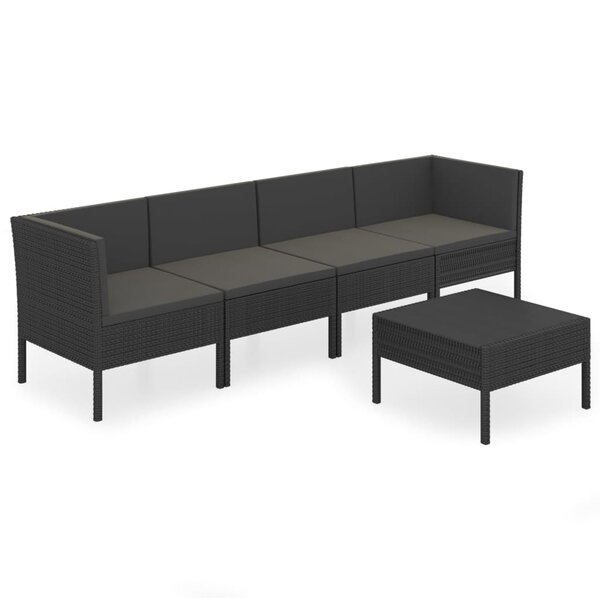 vidaXL Salon de jardin 5 Pièces avec coussins résine tressée noir