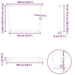 vidaXL Pieds de table à manger en forme de V  2 pièces  acier naturel  100 x (72-73 3) cm