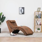 vidaXL Chaise longue de massage avec oreiller Marron Similicuir daim