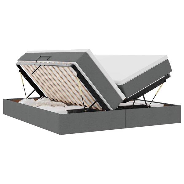 vidaXL Lit avec rangement et matelas Gris foncé 200 x 200 cm Polyester