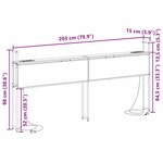 vidaXL Headboard de Rangement avec Station de Charge Chêne fumé 200 cm