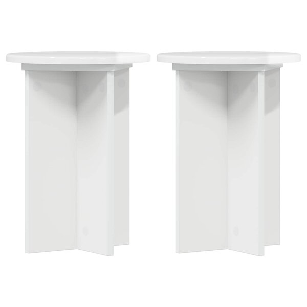 vidaXL Support de Plante 2 pièces Blanc brillant Ø29 5 x 40 cm
