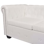 vidaXL Canapé d'angle Chesterfield 6 places en similicuir blanc
