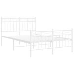 vidaXL Cadre de lit métal sans matelas et pied de lit blanc 120x190 cm