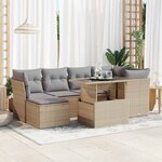 vidaXL Salon de jardin avec coussins 7 Pièces beige résine tressée