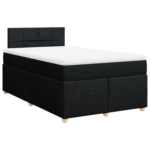 vidaXL Sommier à lattes de lit avec matelas noir 120x190 cm tissu