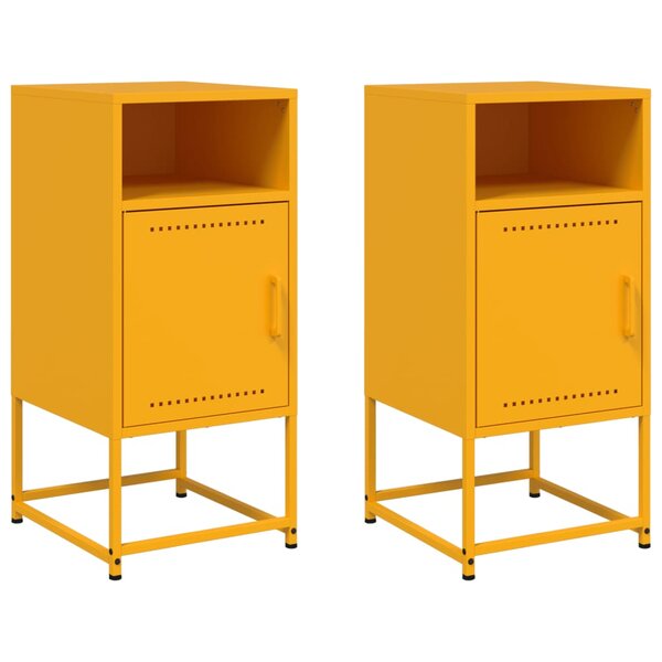 vidaXL Tables de chevet 2 Pièces jaune moutarde 36x39x78 cm acier