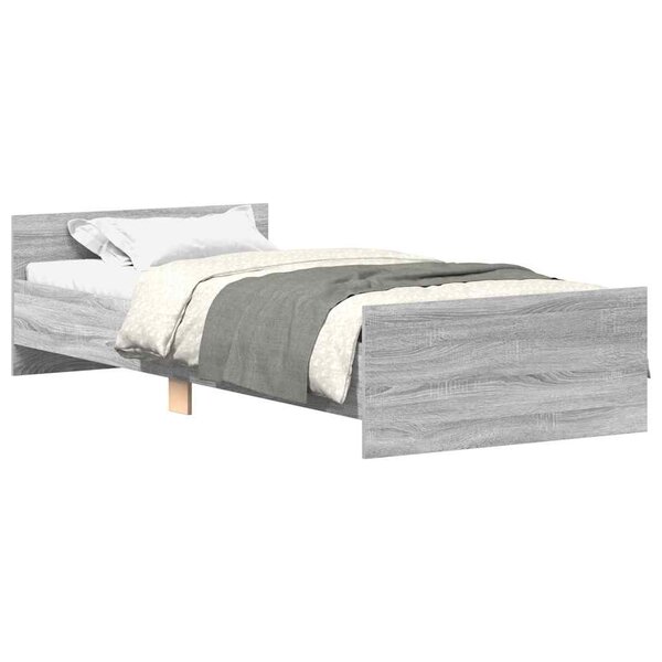 vidaXL Cadre de lit sans matelas sonoma gris 90x190 cm