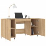 Bureau table poste de travail meuble d'ordinateur informatique étude chêne sonoma 140 x 50 x 75 cm bois d'ingénierie brun 02_0023647