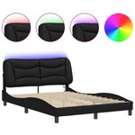 vidaXL Cadre de lit avec lumières LED noir 140x190 cm similicuir
