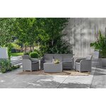 ALLIBERT by KETER - Salon de jardin SanRemo Storage 5 places - table basse coffre range-coussins - imitation rotin tressé - gris