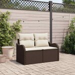 vidaXL Canapé de jardin avec coussin Marron 121 x 62 x 69cm polyrotin