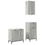 vidaXL Ensemble de mobilier de salle de bain Plaid 3 Pièces Sonoma gris