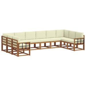 vidaXL Ensemble de canapés d'extérieur 10 Pièces Naturel et Crème