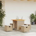 vidaXL Ensemble à manger de jardin avec coussins 5Pièces Beige poly rotin