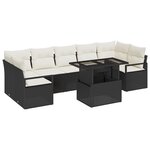 vidaXL Ensemble de jardin 8 pièces avec coussins en polyrotin noir